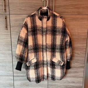 Lulu's Black and Cream Plaid Teddy Jacket